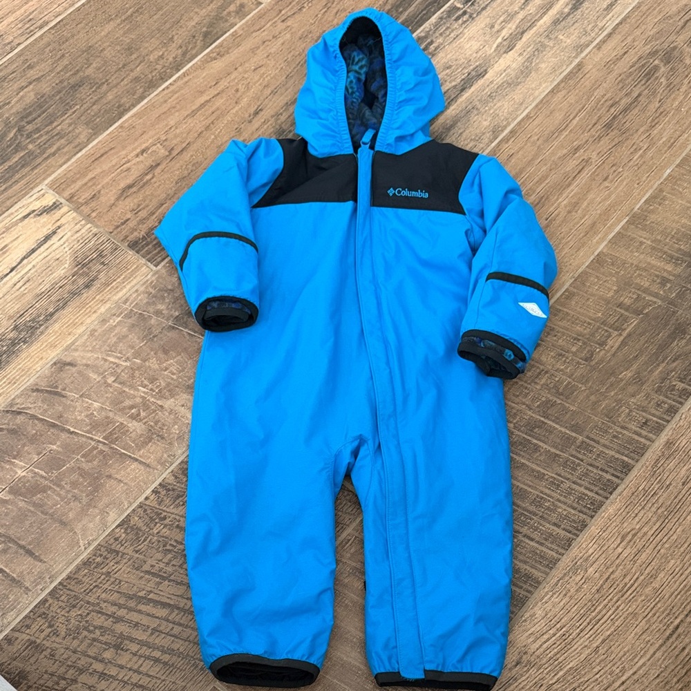 18 Month Columbia Bright Blue and Black Infant Hooded Snow Suit